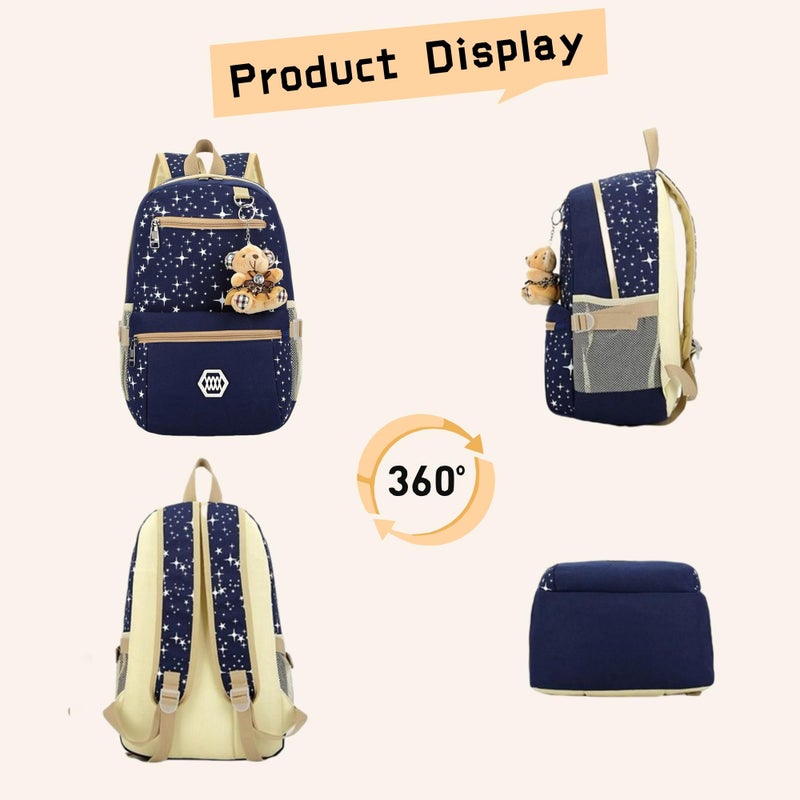 Bansusu Star Print Girls Backpacks Set for School, School Bags Bookbags for Teenage Girls, with Crossbody Bag, 3 Pieces - Image 4